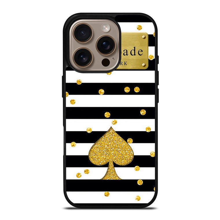 KATE SPADE NEW YORK LOGO GOLDEN POLKADOTS ICON iPhone 16 Pro Case Cover