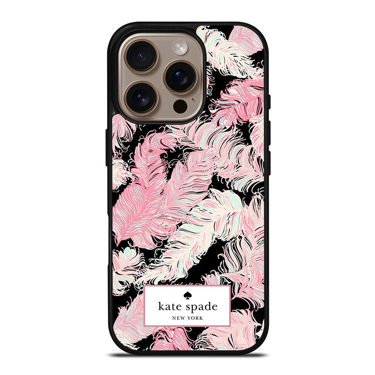 KATE SPADE NEW YORK LOGO PINK FEATHERS iPhone 16 Pro Case Cover