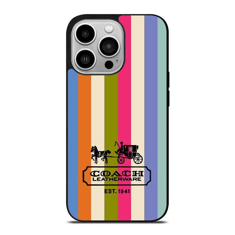 COACH LEATHERWARE NEW YORK EST 1941 STRIPES iPhone 14 Pro Case Cover