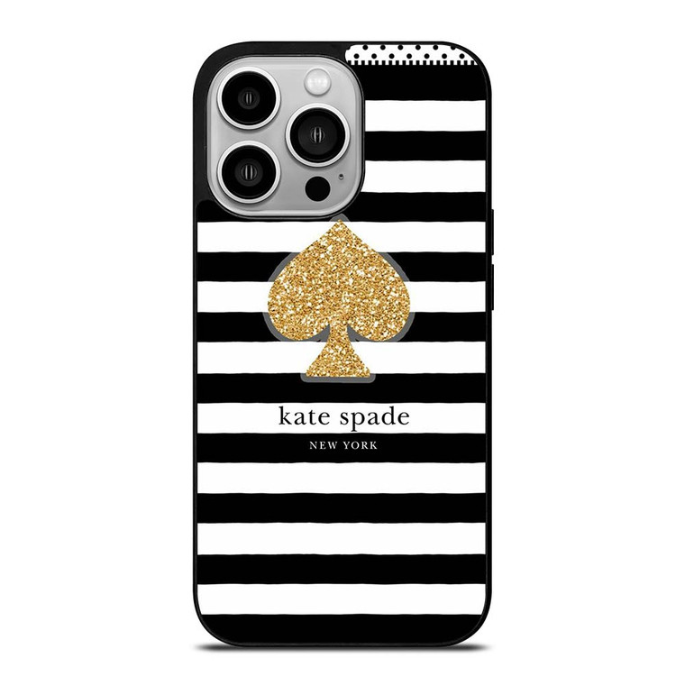 KATE SPADE NEW YORK GOLD LOGO STRIPES PATTERN iPhone 14 Pro Case Cover