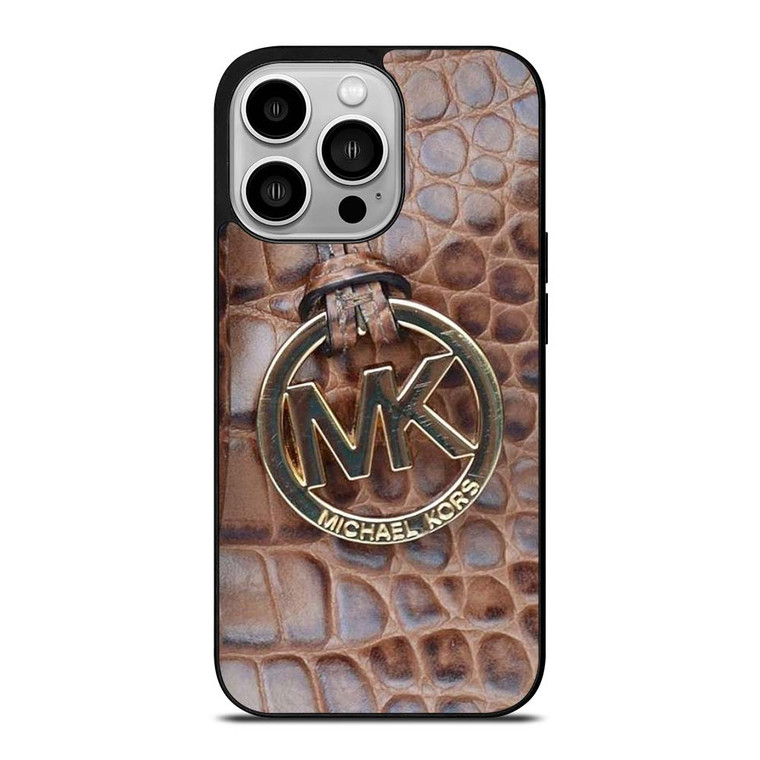 MICHAEL KORS BROWN LEATHER iPhone 14 Pro Case Cover