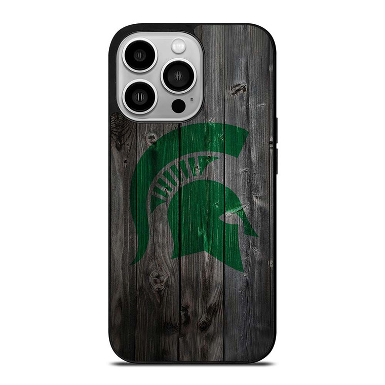 MICHIGAN STATE SPARTANS WOODEN LOGO iPhone 14 Pro Case Cover