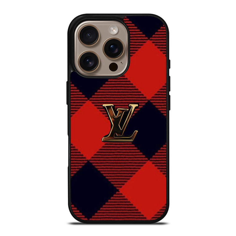LOUIS VUITTON LV LOGO PATTERN RED iPhone 16 Pro Case Cover LOUIS VUITTON LV LOGO PATTERN RED iPhone 16 Pro Case Cover