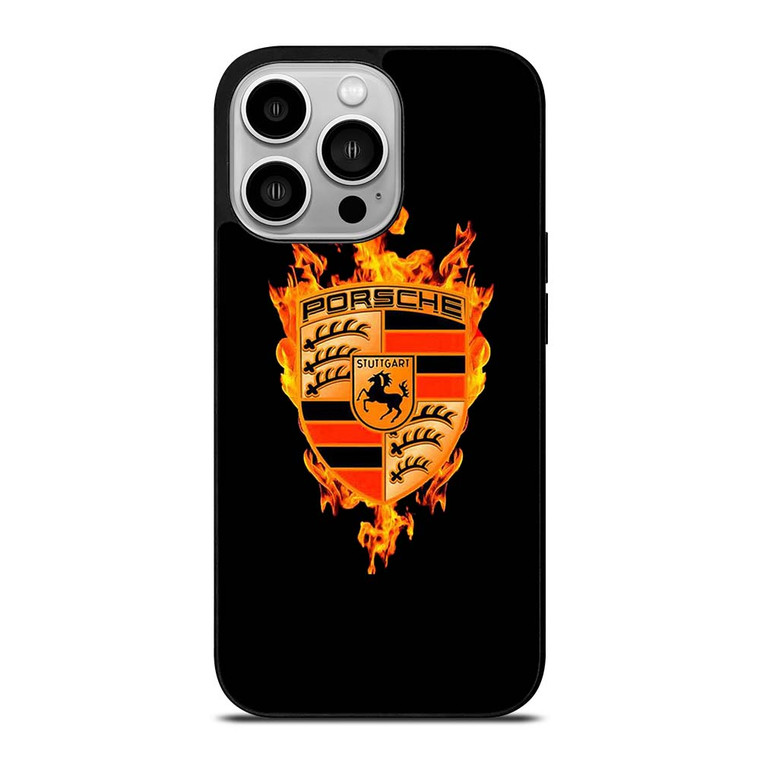 PORSCHE LOGO CAR ON FIRE iPhone 14 Pro Case Cover
