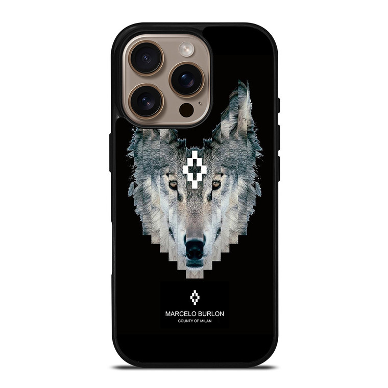 MARCELO BURLON WOLF LOGO iPhone 16 Pro Case Cover MARCELO BURLON WOLF LOGO iPhone 16 Pro Case Cover