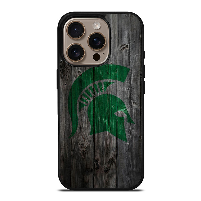 MICHIGAN STATE SPARTANS WOODEN LOGO iPhone 16 Pro Case Cover