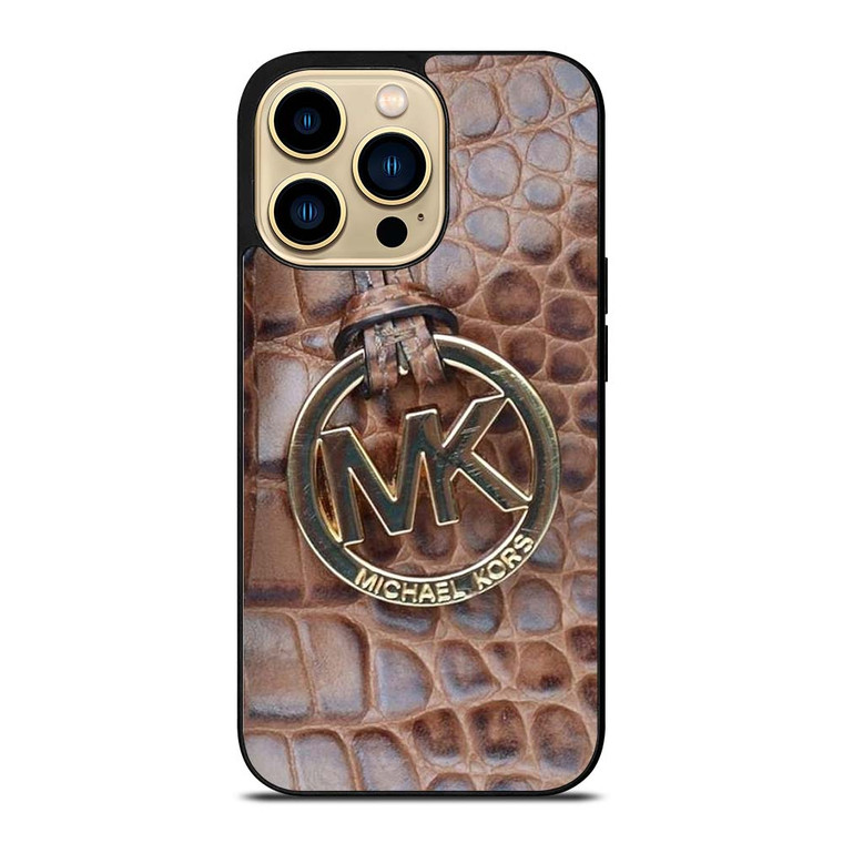 MICHAEL KORS BROWN LEATHER iPhone 14 Pro Max Case Cover