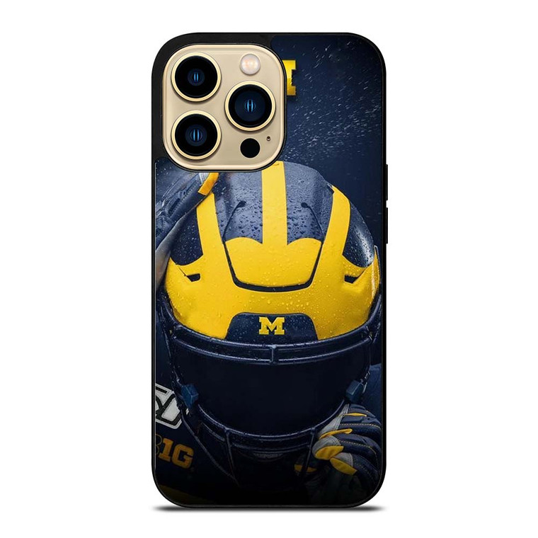 MICHIGAN WOLVERINES LOGO FOOTBALL HELMET iPhone 14 Pro Max Case Cover