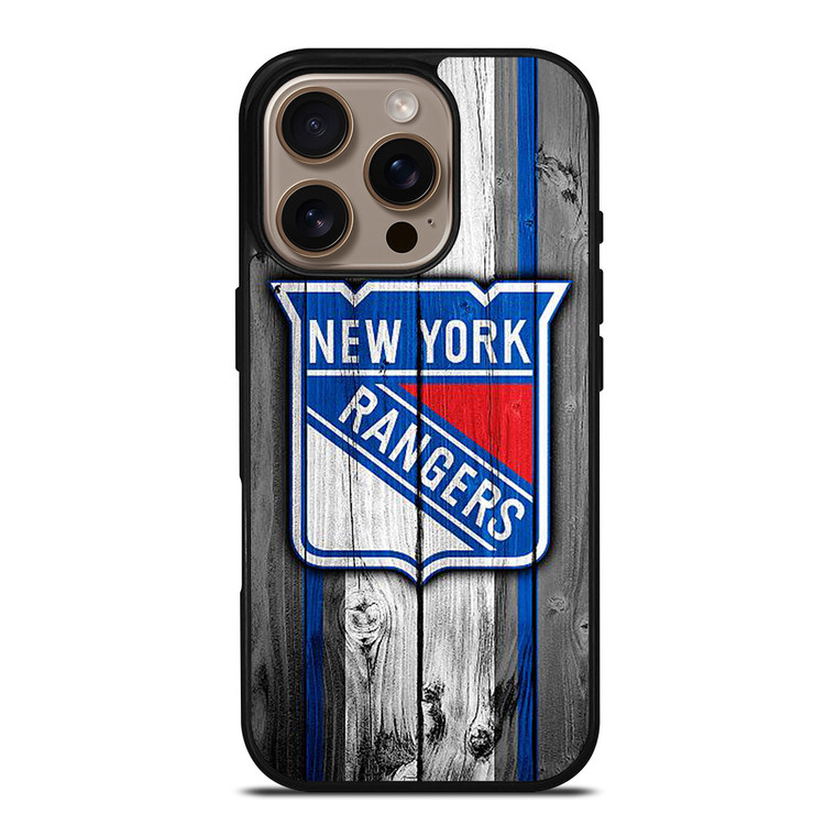 NEW YORK RANGERS WOODEN ICON iPhone 16 Pro Case Cover