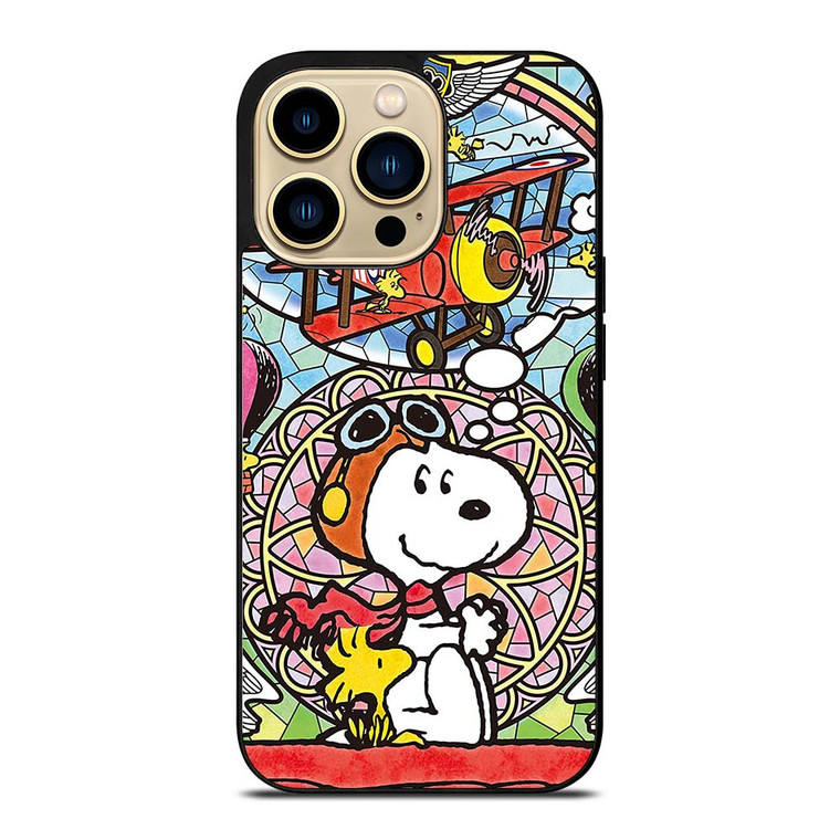 SNOOPY THE PEANUTS GLASS ART iPhone 14 Pro Max Case Cover