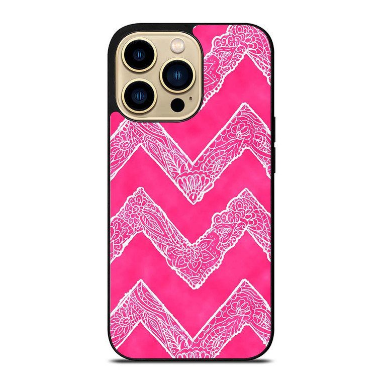 WHITE FLORAL PAISLEY CHEVRON PATTERN iPhone 14 Pro Max Case Cover