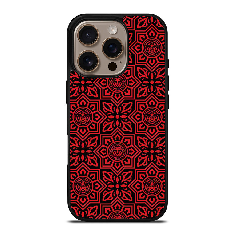 OBEY RED LOGO PATTERN iPhone 16 Pro Case Cover
