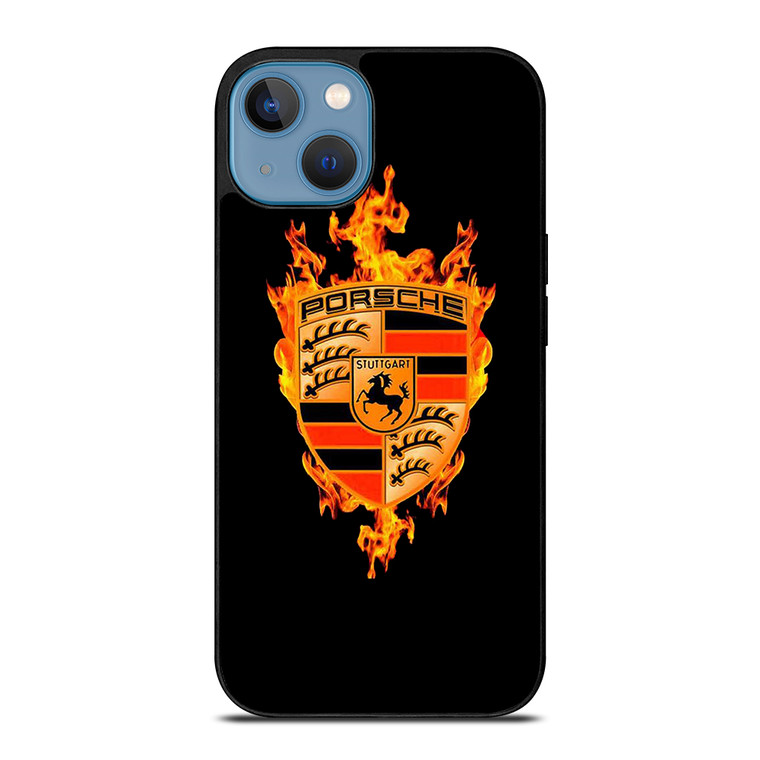 PORSCHE LOGO CAR ON FIRE iPhone 13 Case Cover