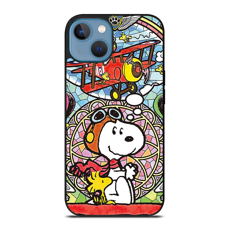 SNOOPY THE PEANUTS GLASS ART iPhone 13 Case Cover