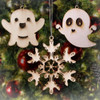 Wooden Ghost Christmas Ornaments