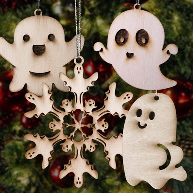 Wood Ghost Christmas Ornament