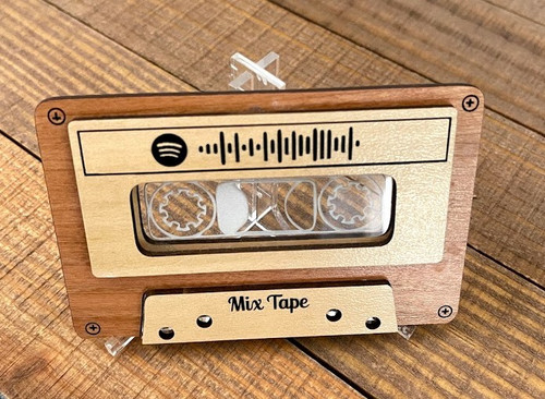 Personalized Retro Mixtape with Spotify code   - Laser engraved - Beautiful Cherry Plywood