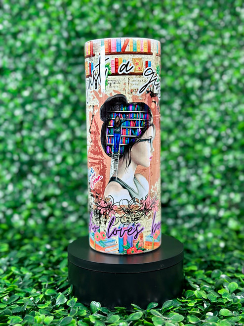 Just a girl who loves books - 20oz Skinny Tumbler - Sublimation, Epoxy, Glitter, Book Lover Gift,