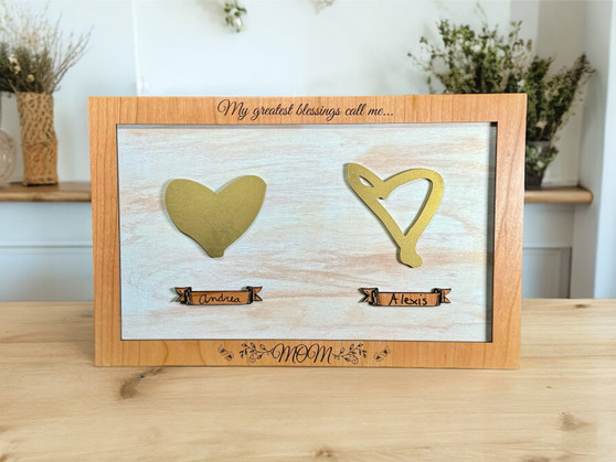 Personalized Hearts Plaque for Mom, Grandma, Nana, Grandpa, Family keepsake, heart drawing, Personalized Gift, Custom Sign, Your Drawing