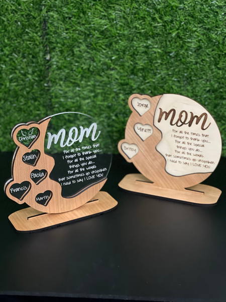 A Gift for Mom - Personalized Cherrywood - Acrylic - Plaque, Beautiful gift