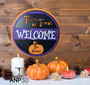 Personalized Round Halloween sign - Welcome - Door sign, housewarming gift , Happy Halloween, Door Hanger