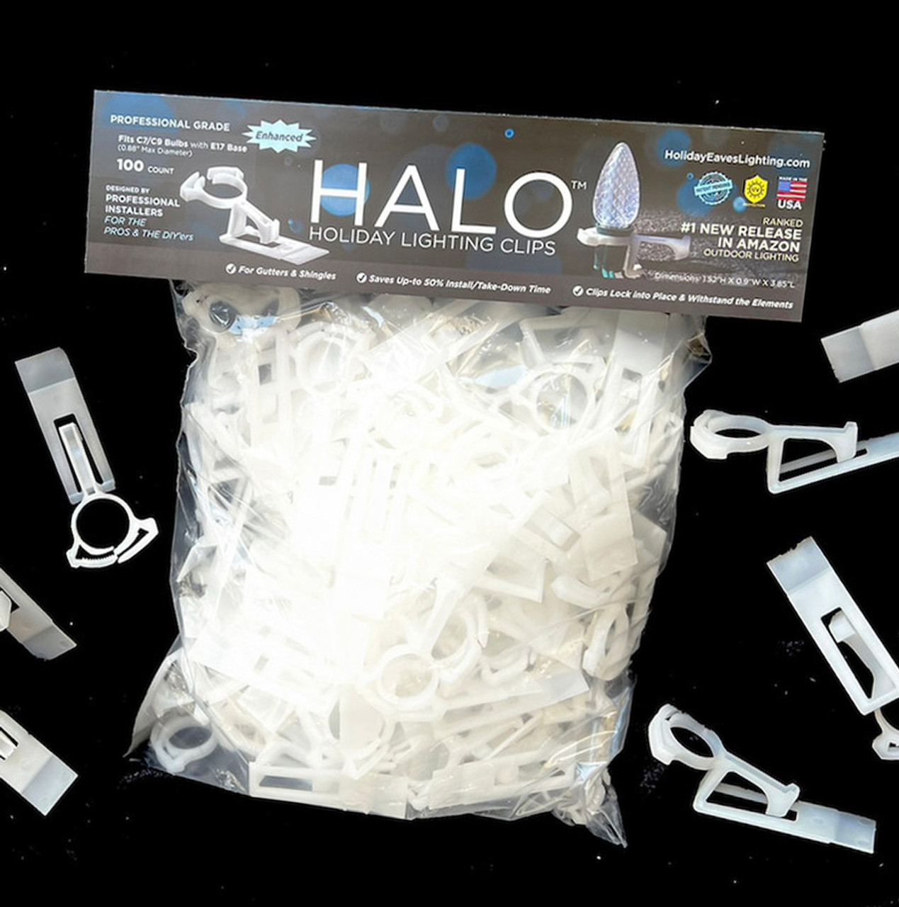 HALO Holiday Lighting Clips™ (100 clips) | Holiday Eaves