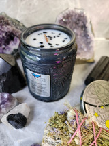 Evolve Botanica Spellbound  - Wood Wick Soy Candle (Black Tourmaline) Embossed Glass