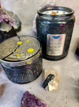 Spellbound  - Wood Wick Soy Candle (Black Tourmaline) Embossed Glass