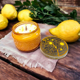 Capri Lemon - Wood Wick Soy Candle (Citrine) - Embossed Glass Evolve Botanica