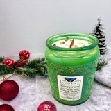 Evolve Botanica Evergreen - Wood Wick Soy Candle (Peridot & Smoky Quartz )- Embossed Glass