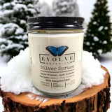 Evolve Botanica Wood Wick Crystal Soy Candle - Silver Spruce (Moss Agate)