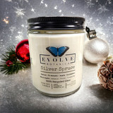 Evolve Botanica Wood Wick Crystal Soy Candle - Silver Spruce (Moss Agate)