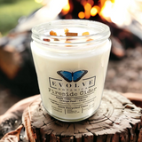 Evolve Botanica Wood Wick Crystal Soy Candle - Fireside Cider (Carnelian & Tigers Eye)