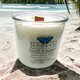 Evolve Botanica Rocks Candle - Beach & Bamboo (Wood Wick Sunstone Gemstone Soy Candle)