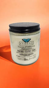 Evolve Botanica Classic 9oz Jam Jar Crystal Soy Candle - You're F*#@king Fabulous (Amethyst, Quartz, Smoky Quartz, Cacoxenite, Rutile, Goethite, & Lepidocrocite)