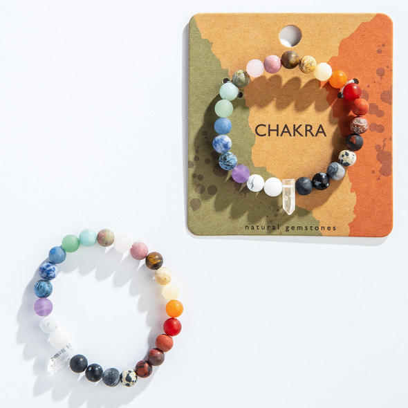 Crystal - Quartz Crystal Point Chakra Stretch Bracelet Gifts and Accessories Evolve Botanica