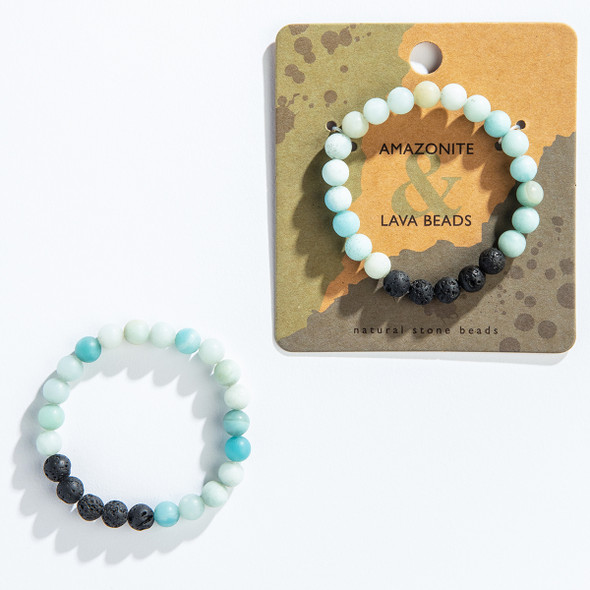 Crystal - Amazonite Lava Stone Essential Oil Stretch Bracelet Gifts and Accessories Evolve Botanica