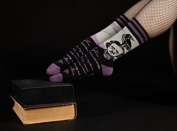 Evolve Botanica The Raven Poe Crew Socks