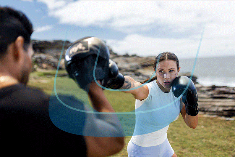 Male & Female Boxing & Consuming Protein Powder
