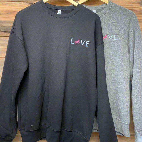 Love crew sweatshirt, grey & black