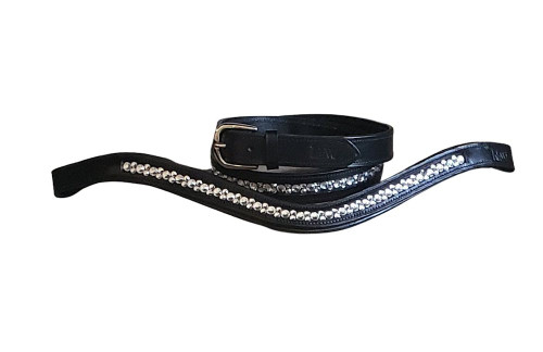 Leather Channel Set Crystal Belt -  2 Colors
