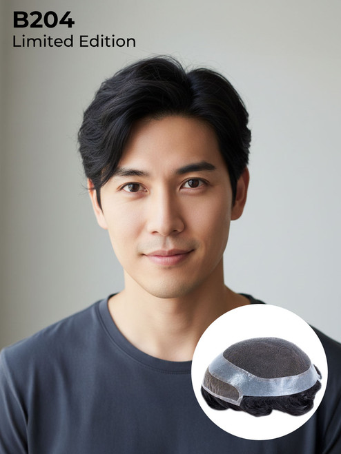 B204 Limited Edition Men's French Lace Toupee with Poly Perimeter