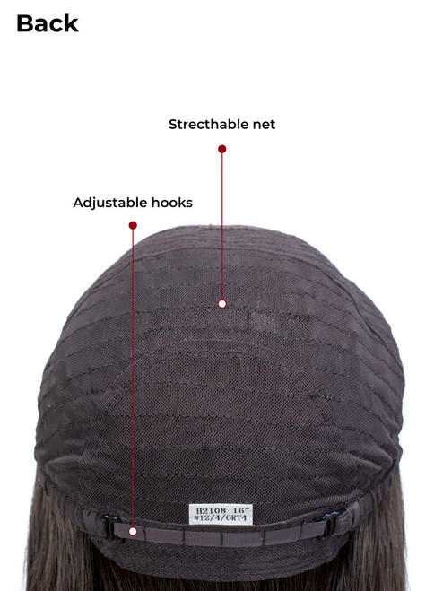 Esther kosher sheitel, back view showing the French top