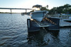 Front view of boat on HarborHoist H2 Floating Boat Lift Thumbnail Image
