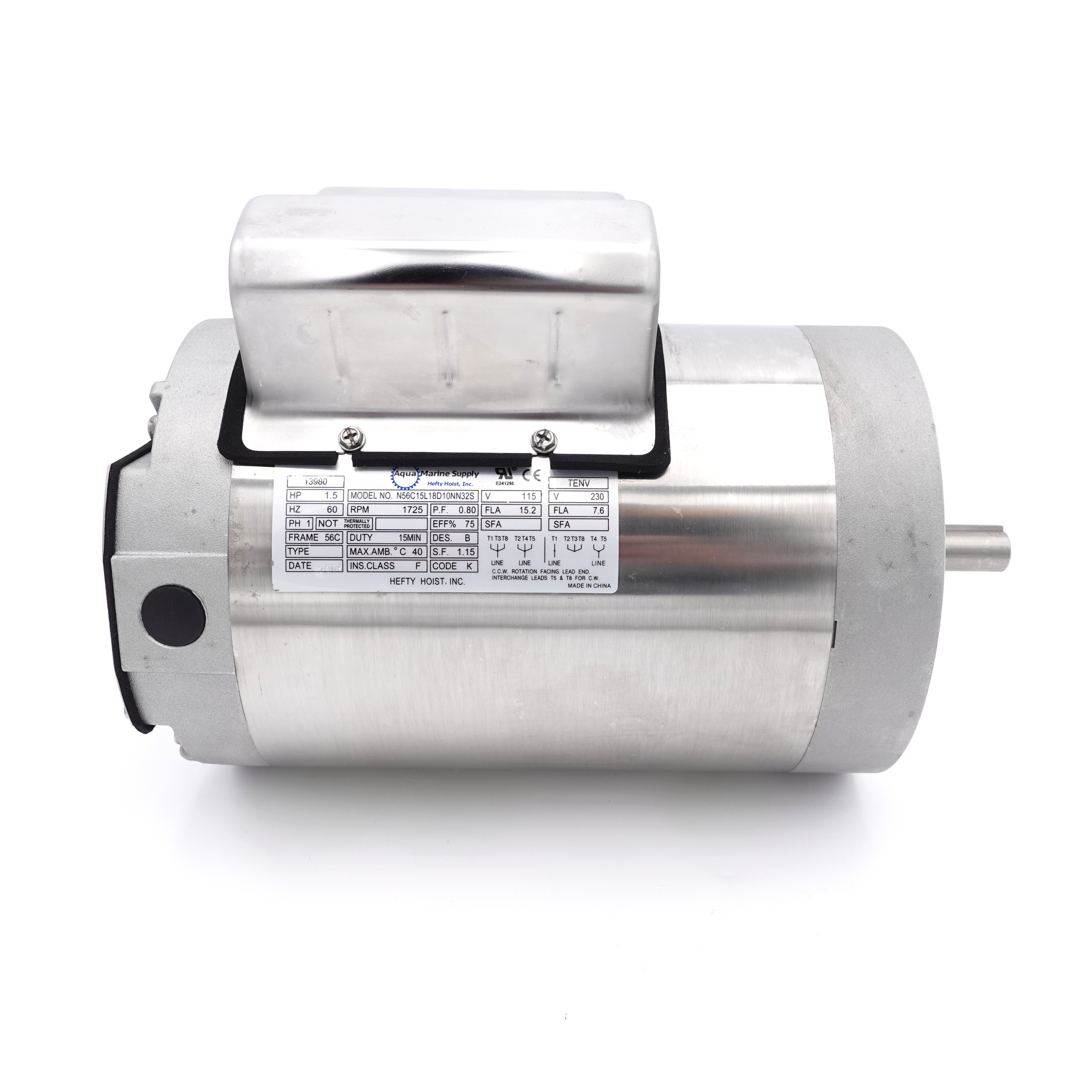 1.5 HP C-Face Stainless Steel Boat Lift Motor | Boat Lift Warehouse