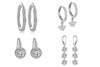 12 Pair  Swarovski Crystal Earrings w Beautiful White Leatherette Gift Box- LOTS STYLES