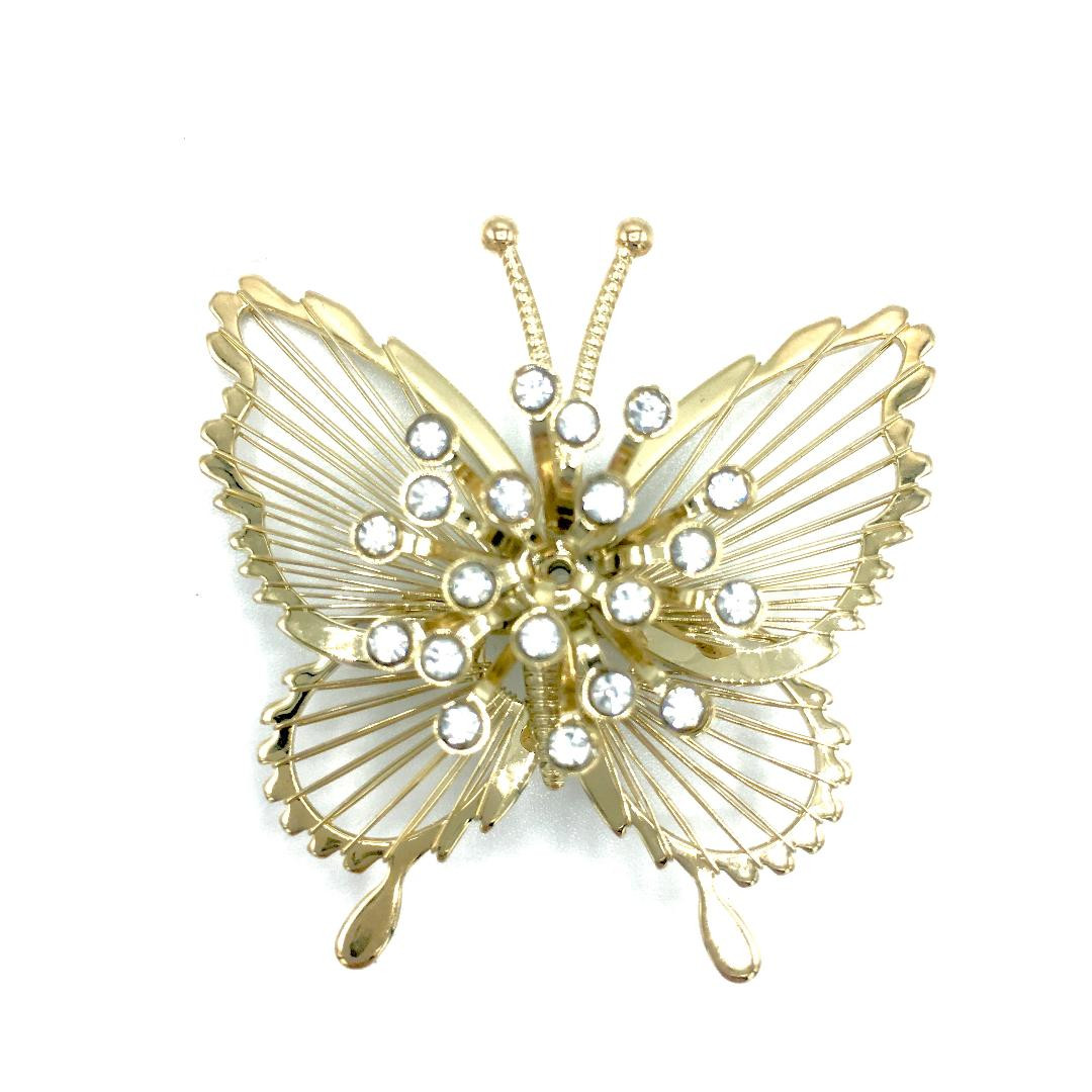 Signed MONET CRYSTAL BUTTERFLY BROOCH 