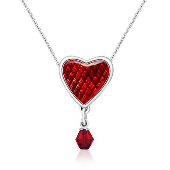 Red Heart  Necklace Made w/Swarovski Elements-  Sterling silver Overlay  -Stunning Pieces 