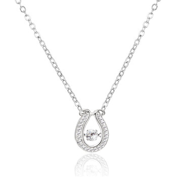 Horseshoe Necklace with Floating  Crystal  Made w Swarovski Elements Crystals