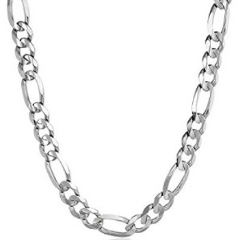 14 KT WHITE GOLD PLATED CUBAN LINK CHAIN - 24 INCHES LONG- 8 mm wide- Made in USA 